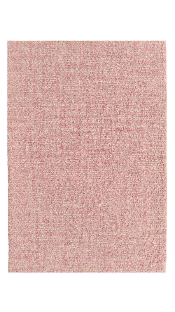 Blush Pink Loop Wool Area Rug | Hand-Tufted Textured Solid Modern Carpet