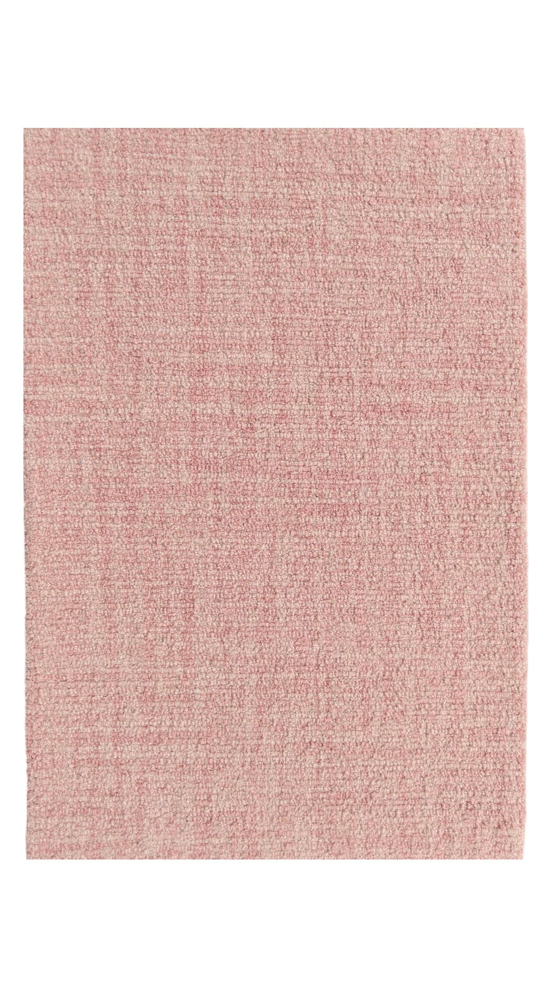 Blush Pink Loop Wool Area Rug | Hand-Tufted Textured Solid Modern Carpet