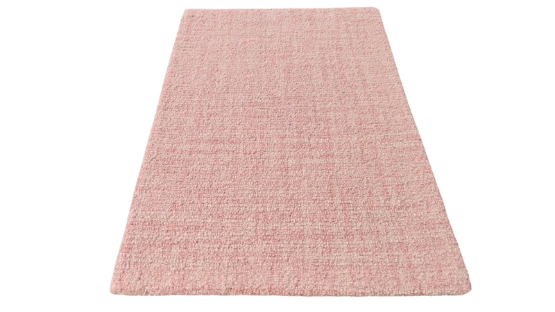 Blush Pink Loop Wool Area Rug | Hand-Tufted Textured Solid Modern Carpet