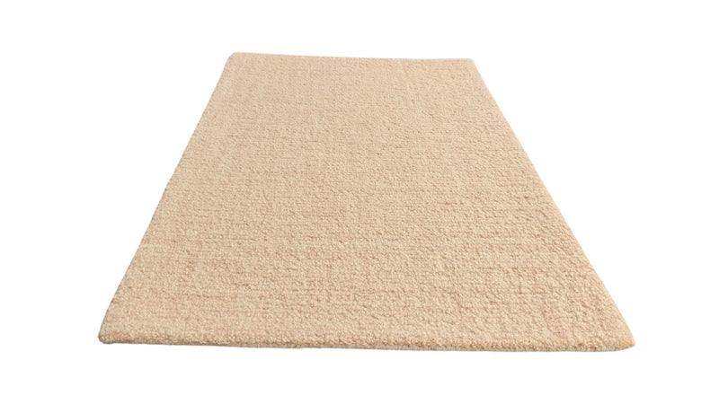 Beige Loop Wool Area Rug | Hand-Tufted Solid Modern Carpet