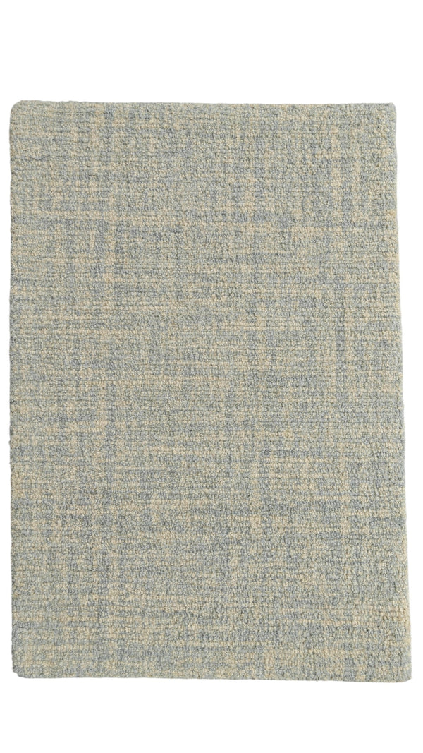 Seafoam Blue & Cream Loop Wool Area Rug | Hand-Tufted Solid Modern Carpet