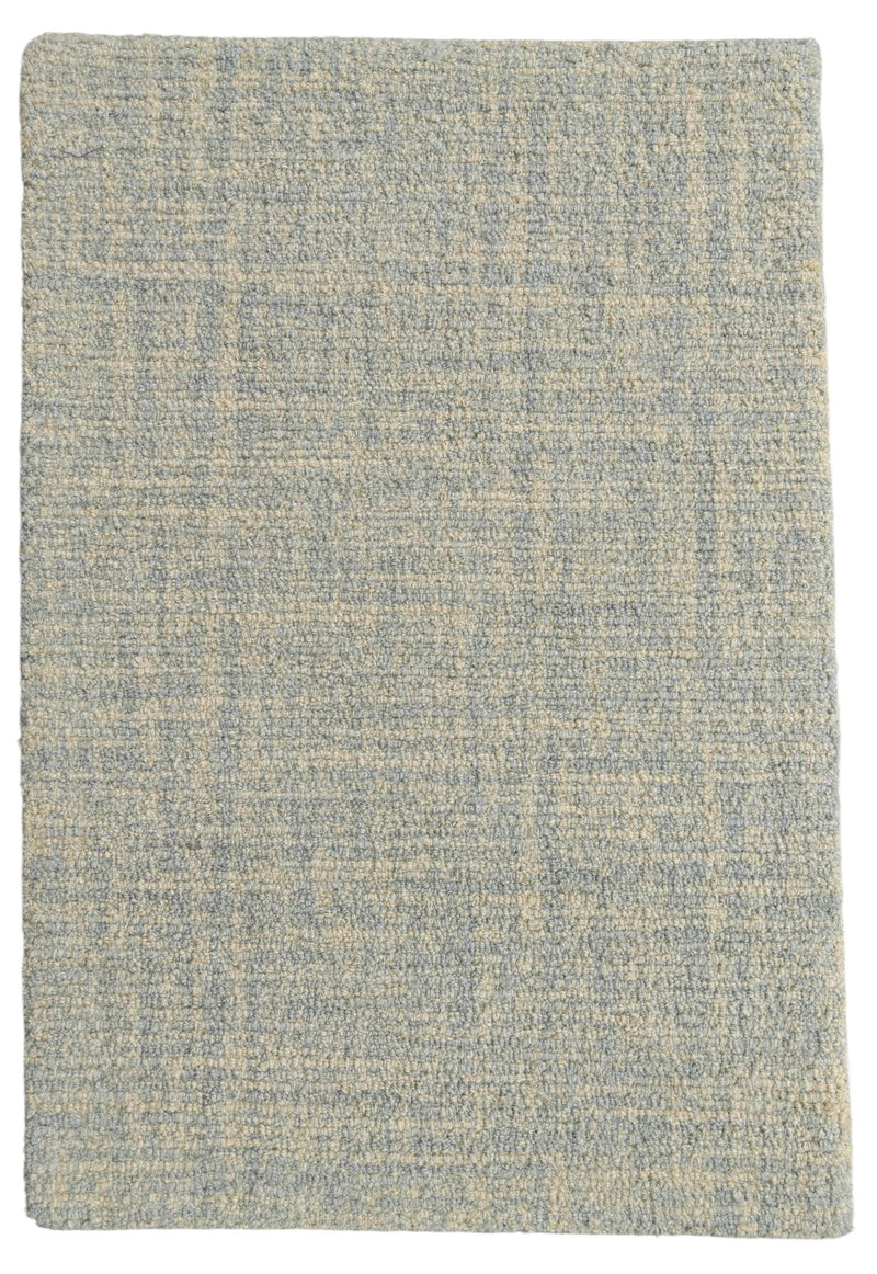 Seafoam Blue & Cream Loop Wool Area Rug | Hand-Tufted Solid Modern Carpet