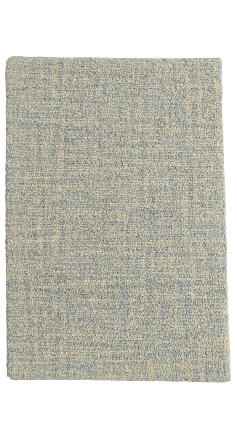 Seafoam Blue & Cream Loop Wool Area Rug | Hand-Tufted Solid Modern Carpet