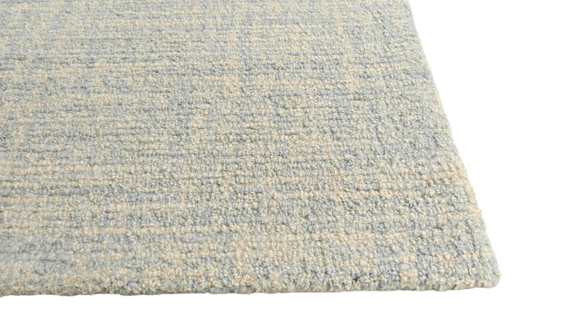 Seafoam Blue & Cream Loop Wool Area Rug | Hand-Tufted Solid Modern Carpet