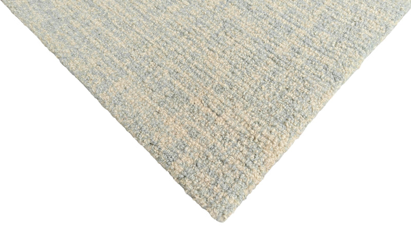Seafoam Blue & Cream Loop Wool Area Rug | Hand-Tufted Solid Modern Carpet