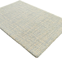 Seafoam Blue & Cream Loop Wool Area Rug | Hand-Tufted Solid Modern Carpet