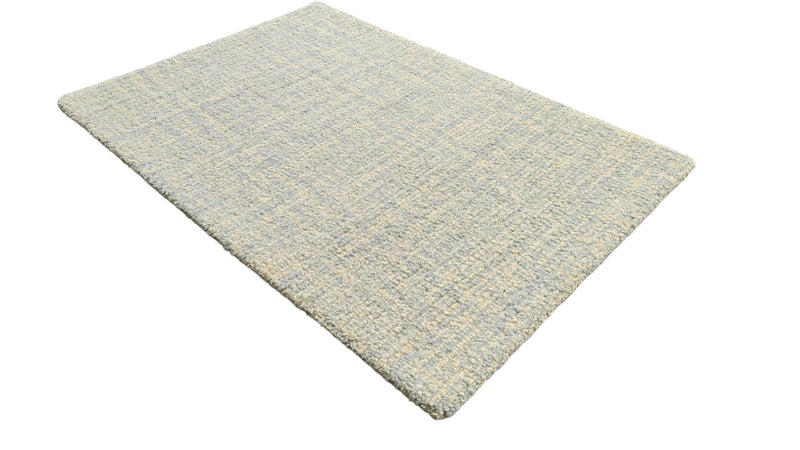 Seafoam Blue & Cream Loop Wool Area Rug | Hand-Tufted Solid Modern Carpet