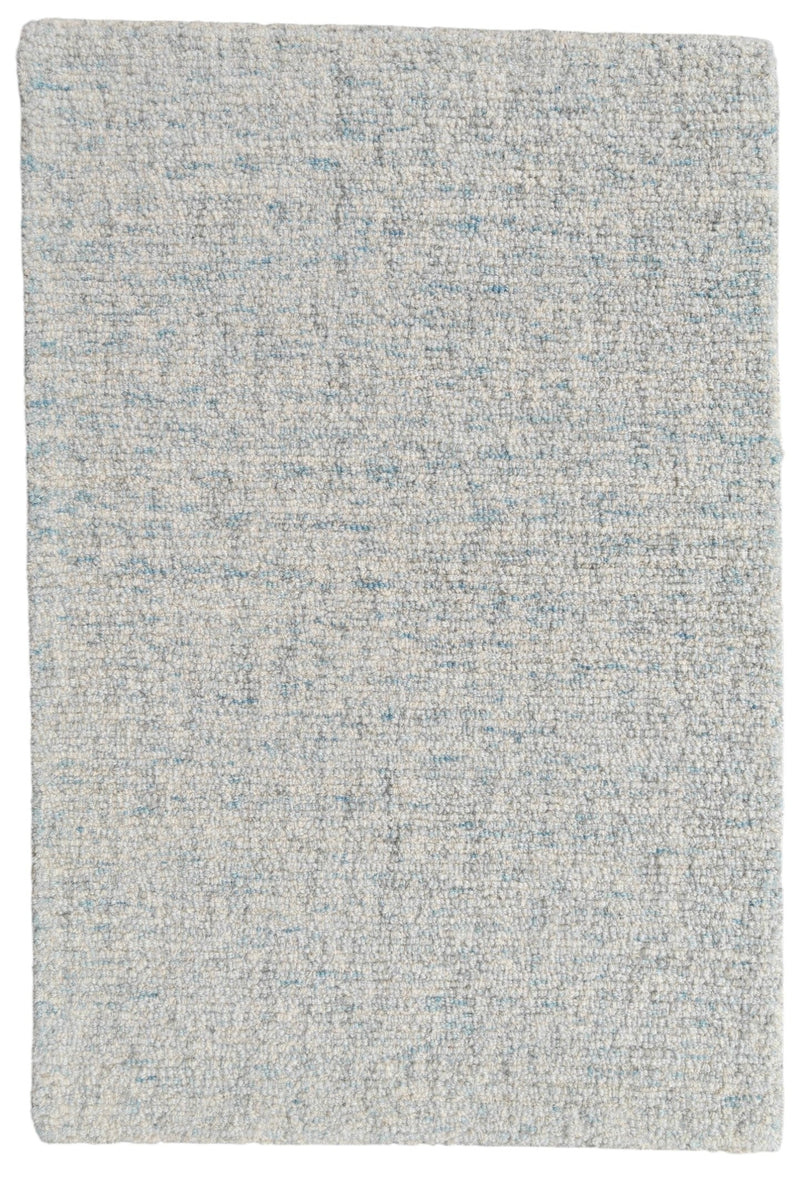 Mist Blue & Ivory Hand-Tufted Wool Rug | Solid Loop Pile Modern Area Rug