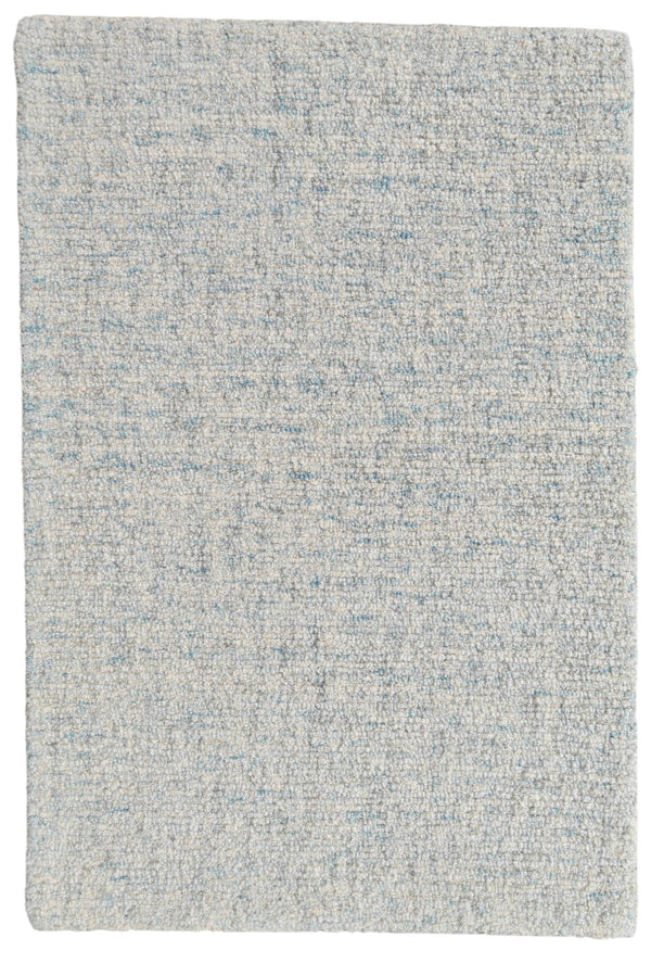 Mist Blue & Ivory Hand-Tufted Wool Rug | Solid Loop Pile Modern Area Rug