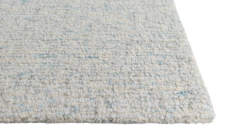 Mist Blue & Ivory Hand-Tufted Wool Rug | Solid Loop Pile Modern Area Rug