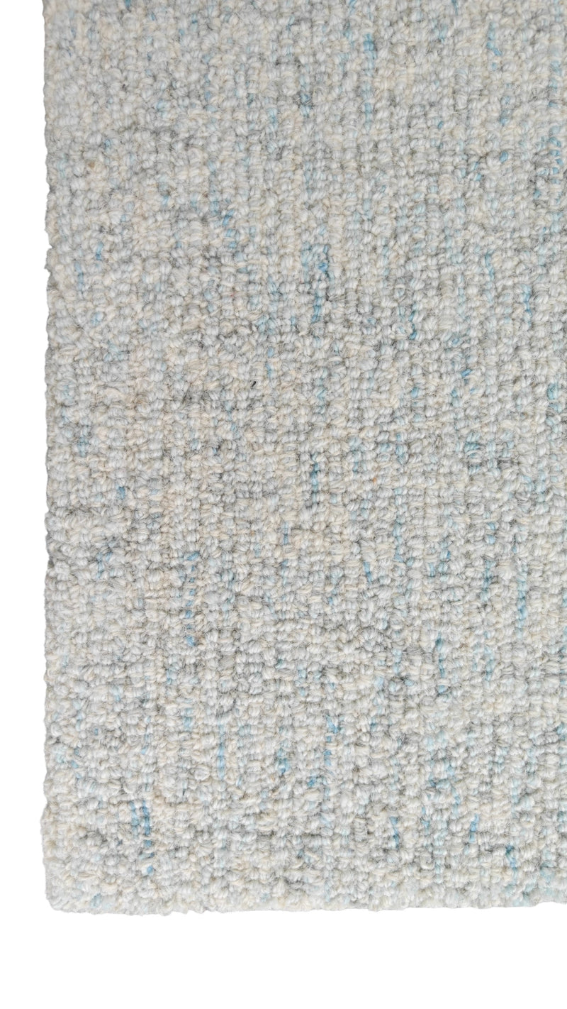 Mist Blue & Ivory Hand-Tufted Wool Rug | Solid Loop Pile Modern Area Rug