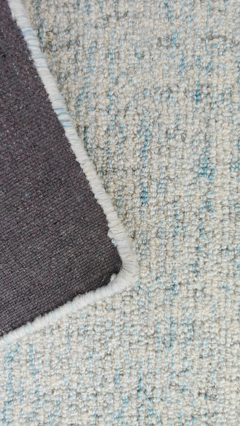 Mist Blue & Ivory Hand-Tufted Wool Rug | Solid Loop Pile Modern Area Rug