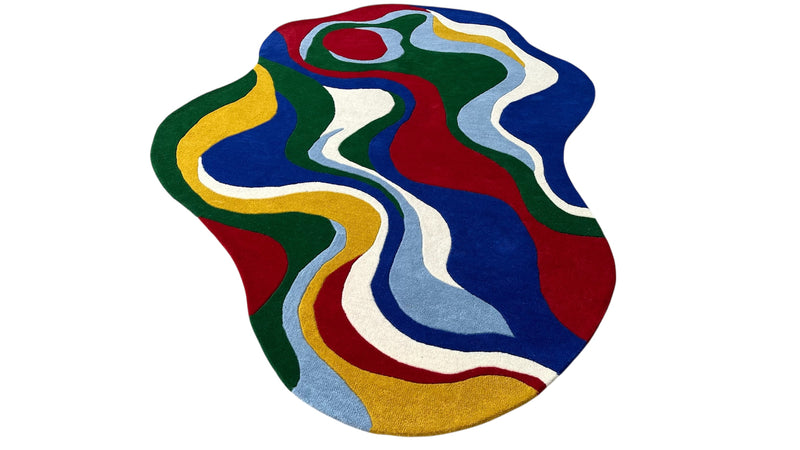 Serpentine Vibrant Irregular Modern Hand-Tufted Wool Rug multicolor