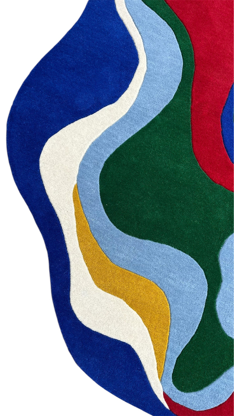 Serpentine Vibrant Irregular Modern Hand-Tufted Wool Rug multicolor