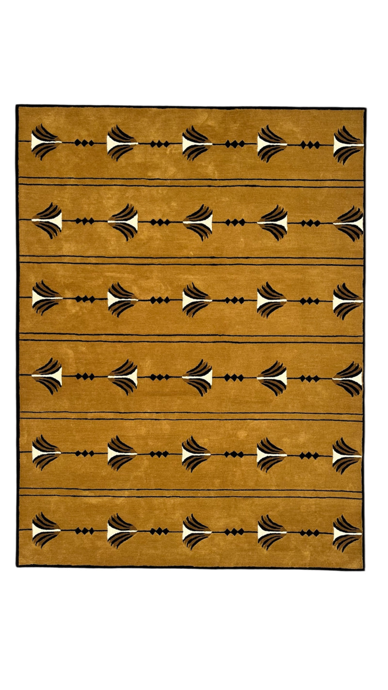 Southwestern Mustard Hand-Tufted Wool Rug | Tribal Geometric Area Rug