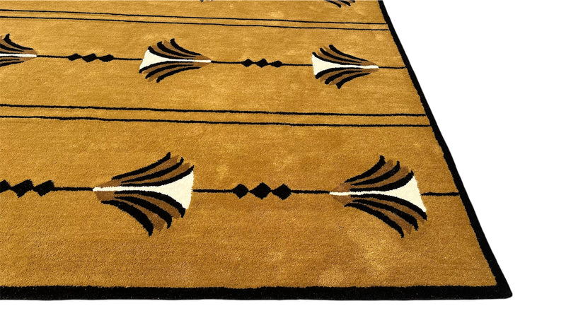 Southwestern Mustard Hand-Tufted Wool Rug | Tribal Geometric Area Rug