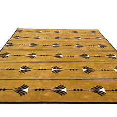 Southwestern Mustard Hand-Tufted Wool Rug | Tribal Geometric Area Rug