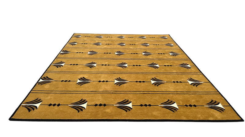 Southwestern Mustard Hand-Tufted Wool Rug | Tribal Geometric Area Rug