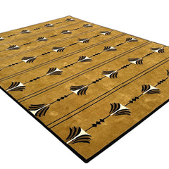Southwestern Mustard Hand-Tufted Wool Rug | Tribal Geometric Area Rug