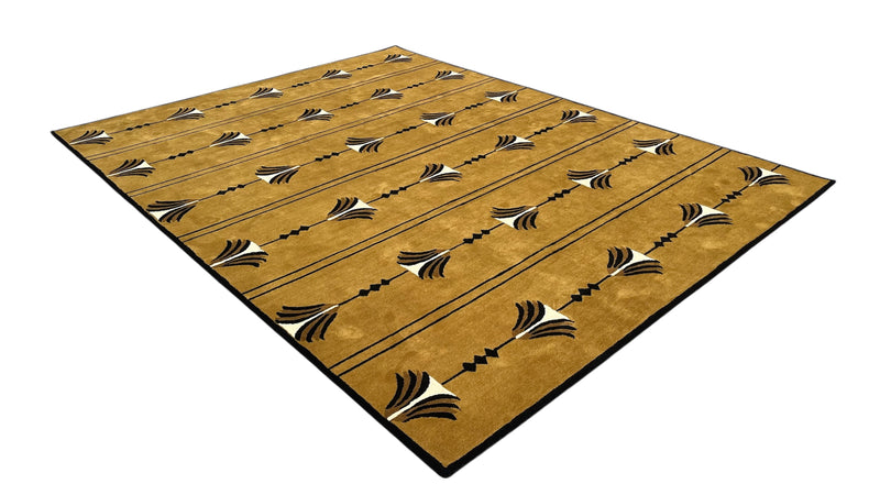 Southwestern Mustard Hand-Tufted Wool Rug | Tribal Geometric Area Rug