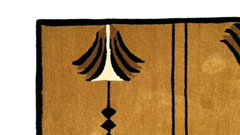 Southwestern Mustard Hand-Tufted Wool Rug | Tribal Geometric Area Rug