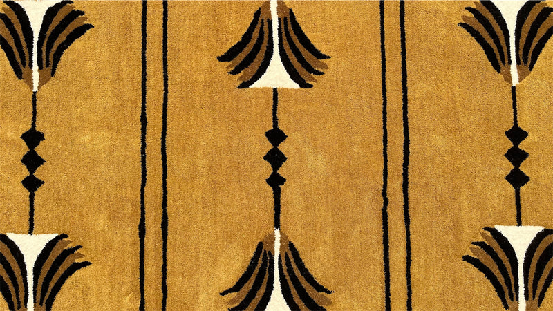 Southwestern Mustard Hand-Tufted Wool Rug | Tribal Geometric Area Rug