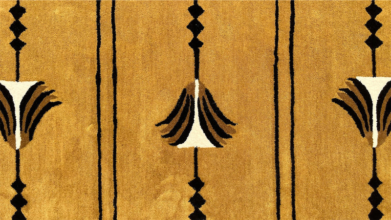 Southwestern Mustard Hand-Tufted Wool Rug | Tribal Geometric Area Rug
