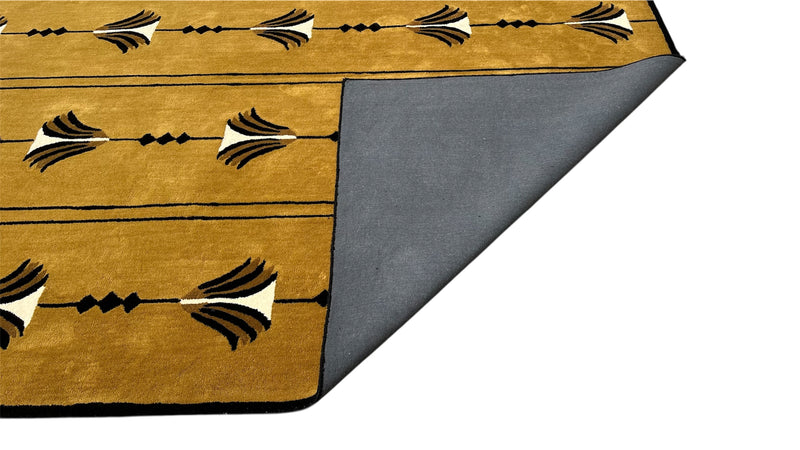 Southwestern Mustard Hand-Tufted Wool Rug | Tribal Geometric Area Rug