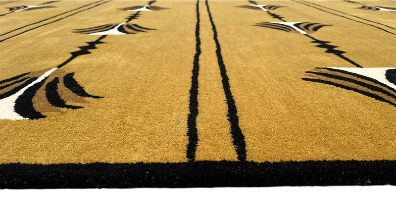 Southwestern Mustard Hand-Tufted Wool Rug | Tribal Geometric Area Rug