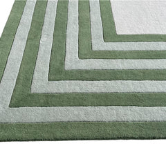 Tilo Green Hand-Tufted Rug | Modern Striped Bordered Wool Area Rug