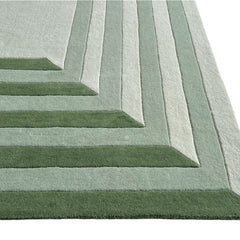 Tilo Green Hand-Tufted Rug | Modern Striped Bordered Wool Area Rug