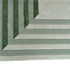 Tilo Green Hand-Tufted Rug | Modern Striped Bordered Wool Area Rug