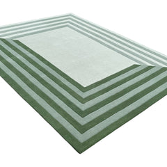 Tilo Green Hand-Tufted Rug | Modern Striped Bordered Wool Area Rug