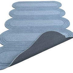 Oblong Scalloped Sky Blue Hand-Tufted Wool Rug | Modern Area Rug