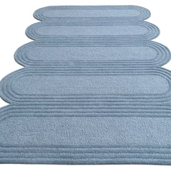 Oblong Scalloped Sky Blue Hand-Tufted Wool Rug | Modern Area Rug