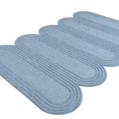 Oblong Scalloped Sky Blue Hand-Tufted Wool Rug | Modern Area Rug