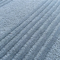 Oblong Scalloped Sky Blue Hand-Tufted Wool Rug | Modern Area Rug