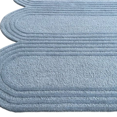 Oblong Scalloped Sky Blue Hand-Tufted Wool Rug | Modern Area Rug