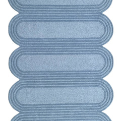 Oblong Scalloped Sky Blue Hand-Tufted Wool Rug | Modern Area Rug
