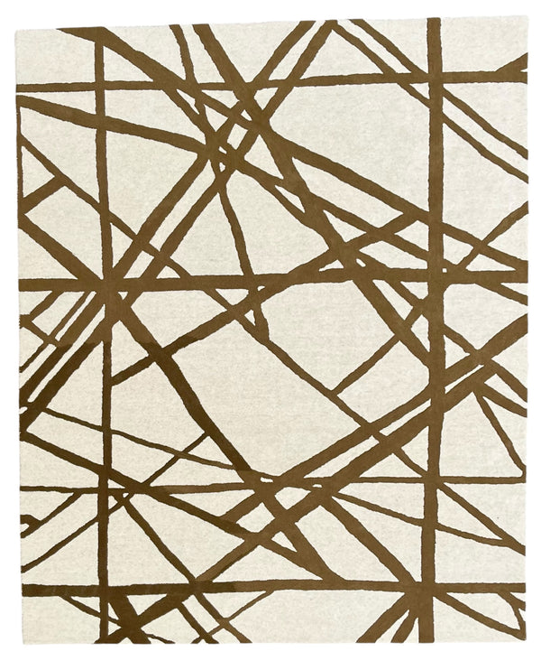 Contemporary Linear Abstract Hand-Tufted Rug