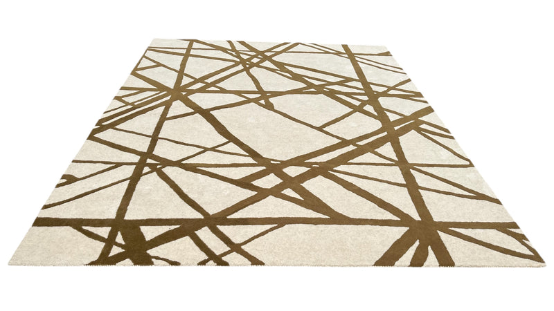 Contemporary Linear Abstract Hand-Tufted Rug