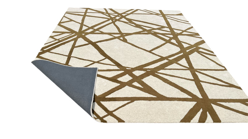 Contemporary Linear Abstract Hand-Tufted Rug
