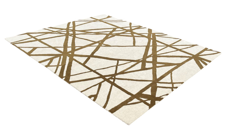 Contemporary Linear Abstract Hand-Tufted Rug