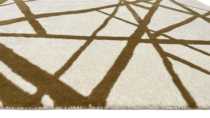 Contemporary Linear Abstract Hand-Tufted Rug