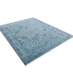 Tapis Anatolie Oushak en laine noué à la main bleu