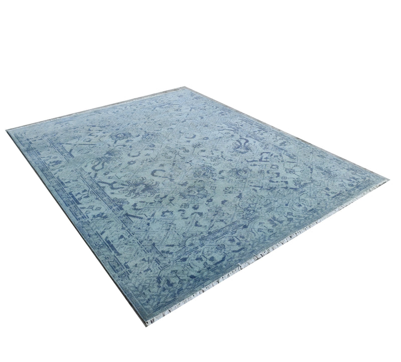 Tapis Anatolie Oushak en laine noué à la main bleu