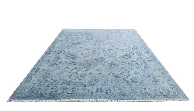Tapis Anatolie Oushak en laine noué à la main bleu