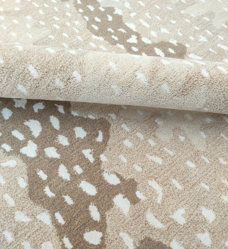 Antelope Tufted Beige | Hand Tufted Wool Area Rug | Modern Animal Print Carpet
