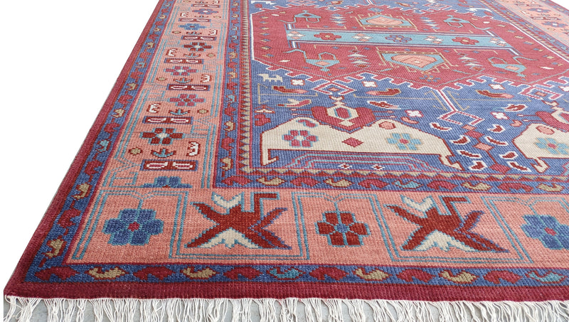 Tapis Anatolie Oushak en laine noué à la main bleu