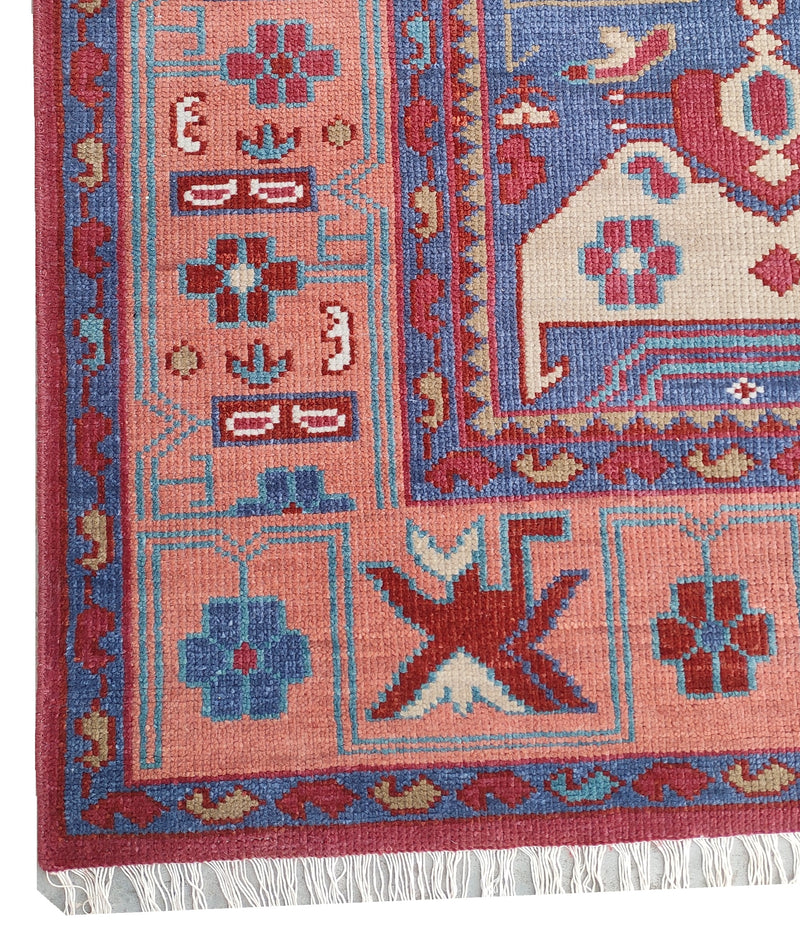 Tapis Anatolie Oushak en laine noué à la main bleu